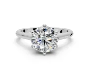 Solitaire Engagement Ring Setting for Round Cut Center with Cathedral Band and Prong Head in Sterling Silver