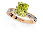 Solitaire Engagement Ring Setting for Fancy Yellow Radiant Cut Center with Channel Baguette Band and Prong Head in Rose Gold