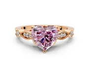 Solitaire Engagement Ring Setting for Fancy Pink Heart-Shaped Center with Marquise and Bezel Accents and Prong Head in Rose Gold