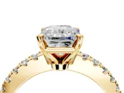Solitaire Engagement Ring Setting for Radiant Cut Center with Single Row Accent Band and Prong Head in Yellow Gold