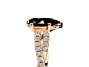 Solitaire Engagement Ring Setting for Fancy Black Pear-Shaped Center with Twisted Pave Split Shank and Prong Head in Rose Gold