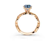 Solitaire Engagement Ring Setting for Fancy Blue Round Cut Center with Marquise Panel Band and Prong Head in Rose Gold