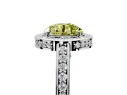 Halo Engagement Ring Setting for Fancy Yellow Round Cut Center with Framed Halo, Pave Band and Prong Head in Sterling Silver