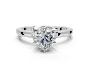 Solitaire Engagement Ring Setting for Heart-Shaped Center with Plain Band and Tulip Prong Head in Sterling Silver