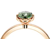 Solitaire Engagement Ring Setting for Fancy Green Pear-Shaped Center with Thin Rounded Plain Band and Prong Head in Rose Gold