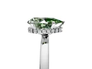 Hidden Halo Engagement Ring Setting for Fancy Green Pear-Shaped Center with Plain Band and Tall Prong Head in Sterling Silver