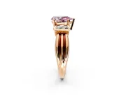 Solitaire Engagement Ring Setting for Fancy Pink Pear-Shaped Center with Grooved Bar Accent Band and Prong Head in Rose Gold