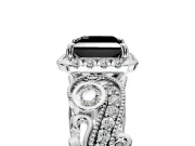 Bypass Halo Engagement Ring Setting for Fancy Black Princess Cut Center with Bezel Accents, Milgrain and Prong Head in Platinum