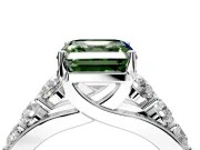 Solitaire Engagement Ring Setting for Fancy Green Asscher Cut Center with Graduated Shared Prongs and Prong Head in White Gold