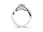Solitaire Engagement Ring Setting for Round Cut Center with Plain Bypass Twist Band and Prong Head in White Gold