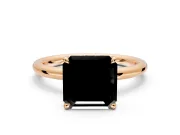 Hidden Halo Engagement Ring Setting for Fancy Black Asscher Cut Center with Thin Rounded Band and Prong Head in Rose Gold