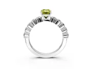 Shared-Prong Engagement Ring Setting for Fancy Yellow Emerald Cut Center with Graduated Accents and Prong Head in White Gold