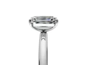 Low-Set Solitaire Engagement Ring Setting for Emerald Cut Center with Thin Plain Band and Prong Head in Platinum
