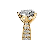 Solitaire Engagement Ring Setting for Heart-Shaped Center with Multi-Row Accents and Prong Head in Yellow Gold