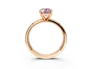 Solitaire Engagement Ring Setting for Fancy Pink Oval Center with Scrollwork Band and Prong Head in Rose Gold