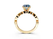 Solitaire Engagement Ring Setting for Fancy Blue Round Cut Center with Milgrain Bezel Accents and Prong Head in Yellow Gold