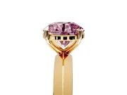 Solitaire Engagement Ring Setting for Fancy Pink Round Cut Center with Wide Knife Ridge Band and Prong Head in Yellow Gold