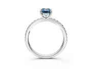 Solitaire Engagement Ring Setting for Fancy Blue Emerald Cut Center with Fine Pave Band and Prong Head in Platinum