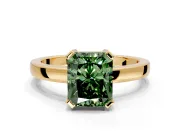 Solitaire Engagement Ring Setting for Fancy Green Radiant Cut Center with Plain Band and Flat Tab Prong Head in Yellow Gold