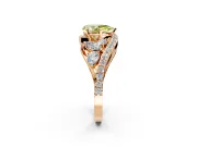 Halo Engagement Ring Setting for Fancy Yellow Pear-Shaped Center with Marquise and Pave Bypass Band and Prong Head in Rose Gold