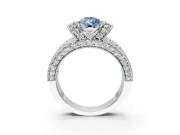 Pave Engagement Ring Setting for Fancy Blue Pear-Shaped Center with Curved Accent Rows, Openwork and Prong Head in Platinum