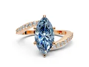Solitaire Engagement Ring Setting for Fancy Blue Marquise Center with Pave Bypass Swirl Band and Prong Head in Rose Gold