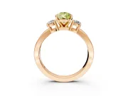 3 Stone Engagement Ring Setting for Fancy Yellow Pear-Shaped Center with Pave Twist Band and Prong Head in Rose Gold