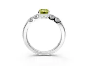 5 Stone Engagement Ring Setting for Fancy Yellow Emerald Cut Center with Plain Band and Prong Head in Platinum