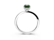 Solitaire Engagement Ring Setting for Fancy Green Emerald Cut Center with Thin Rounded Plain Band and Prong Head in Sterling Silver