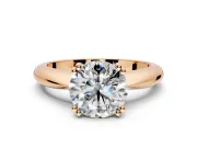 Solitaire Engagement Ring Setting for Round Cut Center with Reverse Tapered Band and Prong Head in Rose Gold