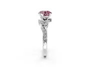 Solitaire Engagement Ring Setting for Fancy Pink Round Cut Center with Marquise Accent Twist Band and Prong Head in White Gold