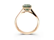 Solitaire Engagement Ring Setting for Fancy Green Princess Cut Center with Cathedral Channel Band and Prong Head in Rose Gold