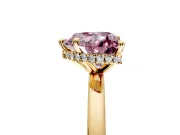 Hidden Halo Engagement Ring Setting for Fancy Pink Heart-Shaped Center with Plain Band and Tall Prong Head in Yellow Gold