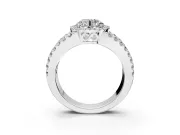 Halo Engagement Ring Setting for Round Cut Center with Wide-Open Pave Split Shank and Prong Head in Platinum