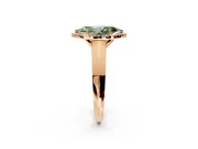 Halo Engagement Ring Setting for Fancy Green Marquise Center with Knife Ridge Cathedral Band and Prong Head in Rose Gold