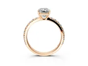 Solitaire Engagement Ring Setting for Radiant Cut Center with Large Accent Band and Prong Head in Rose Gold