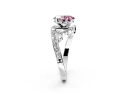 Solitaire Engagement Ring Setting for Fancy Pink Oval Center with Pave Bypass Twist Band and Prong Head in Platinum