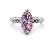 Solitaire Engagement Ring Setting for Fancy Pink Marquise Center with Milgrain X Pattern Band and Prong Head in Sterling Silver