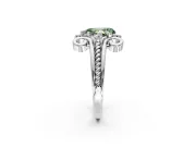 Solitaire Engagement Ring Setting for Fancy Green Pear-Shaped Center with Twisted Band and Scroll Prong Head in White Gold