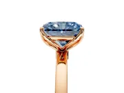 Solitaire Engagement Ring Setting for Fancy Blue Radiant Cut Center with Thin Rounded Plain Band and Prong Head in Rose Gold