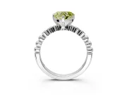 Solitaire Engagement Ring Setting for Fancy Yellow Heart-Shaped Center with Bezel-Dot Beaded Band and Prong Head in Platinum