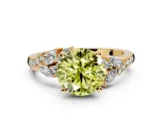 Solitaire Engagement Ring Setting for Fancy Yellow Round Cut Center with Marquise Accent Twist Band and Prong Head in Yellow Gold