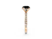 Hidden Halo Engagement Ring Setting for Fancy Black Round Cut Center with Pave Band and Prong Head in Rose Gold