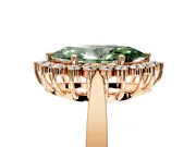 Starburst Halo Engagement Ring Setting for Fancy Green Marquise Center with Flat Cathedral Band and Prong Head in Rose Gold