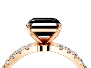 Open Basket Engagement Ring Setting for Fancy Black Asscher Cut Center with Pave Band and Prong Head in Rose Gold