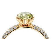 Solitaire Engagement Ring Setting for Fancy Yellow Marquise Center with Domed Multi-Row Pave Band and Prong Head in Yellow Gold