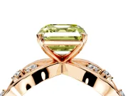 Solitaire Engagement Ring Setting for Fancy Yellow Asscher Cut Center with Criss-Cross Accent Band and Prong Head in Rose Gold