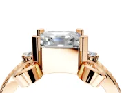 Solitaire Engagement Ring Setting for Asscher Cut Center with Twisted Band and Scroll Prong Head in Rose Gold