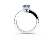 Solitaire Engagement Ring Setting for Fancy Blue Cushion Cut Center with Single Row Accent Band and Prong Head in White Gold