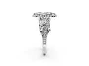 Milgrain Halo Engagement Ring Setting for Marquise Center with Shoulder Bezels and Prong Head in Sterling Silver